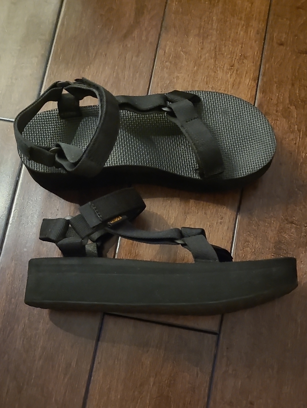 Teva Black Flatform Adjustable Strappy Sandals